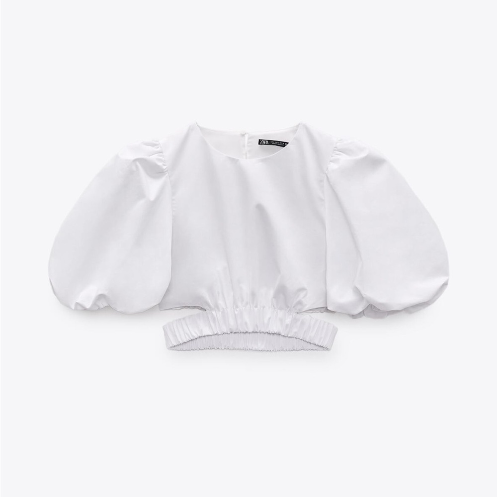 ZARA Poplin Cropped White Shirt